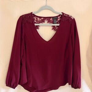 Torrid Burgundy Lace V-Neck Blouse
